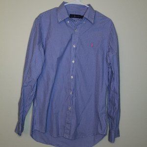 Ralph Lauren Blue Check Dress Shirt Men's Medium